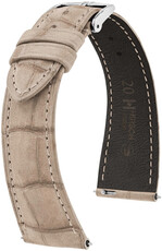 Leder-Uhrenarmband Hirsch London Nubuk L 04277090-2, beige, Alligatorleder, Länge L, Quick Release