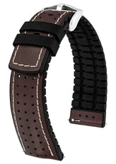 Leder-Uhrenarmband Hirsch Tiger L 0915002010-2, braun, Kalbsleder, Länge L, Quick Release