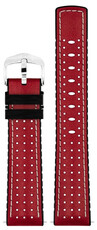 Leder-Uhrenarmband Hirsch Tiger L 0915002020-2, rot, Kalbsleder, Länge L, Quick Release