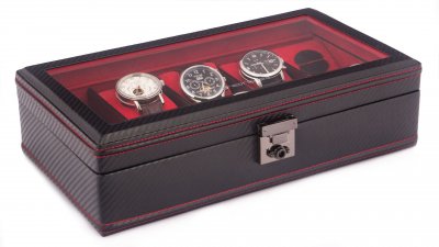 Uhrenkassette Friedrich Lederwaren Carbon 32048-2