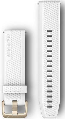 Garmin Quick Release Armband 20mm, Silikon, weiß, goldene Schnalle (Venu, Venu Sq, Venu 2 plus, etc.)