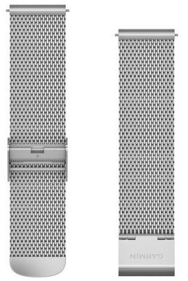Edelstahlarmband Garmin 20mm (für Venu, Venu Sq, Venu 2 plus u.a.), silber, Milanaise-Uhrenarmband, Quick Release, 010-12924-23
