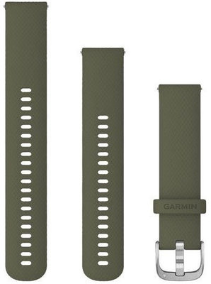 Silikon-Uhrenarmband Garmin 20mm (für Venu, Venu Sq, Venu 2 plus u.a.), grün, Quick Release + verlängerter Teil, 010-12924-11