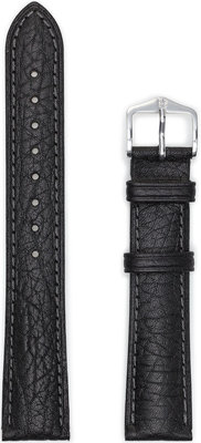 Leder-Uhrenarmband Hirsch Camelgrain L 01009050-2, schwarz, Kalbsleder, Länge L, Quick Release
