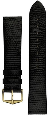Leder-Uhrenarmband Hirsch Lizard L 01766050-1, schwarz, Eidechsenleder, Länge L, Quick Release