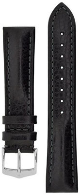 Leder-Uhrenarmband Hirsch Lucca L 04902050-2, schwarz, Kalbsleder, Länge L, Quick Release