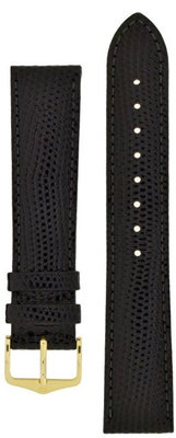 Leder-Uhrenarmband Hirsch Rainbow M 12302650-1, schwarz, Kalbsleder, Länge M, Quick Release