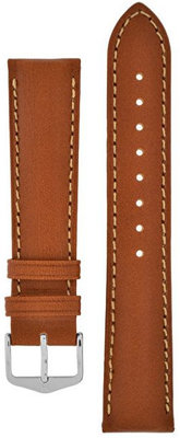 Leder-Uhrenarmband Hirsch Kent L 01002070-2, braun, Kalbsleder, Länge L, Quick Release