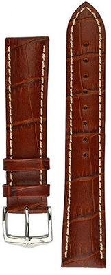 Leder-Uhrenarmband Hirsch Modena L 10302870-2, braun, Kalbsleder, Länge L, Quick Release
