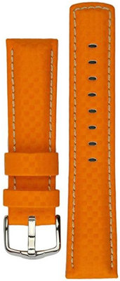 Leder-Uhrenarmband Hirsch Carbon L 02592076-2, orange, Kalbsleder, Länge L, Quick Release