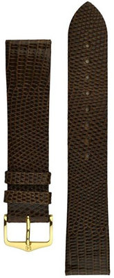 Leder-Uhrenarmband Hirsch Lizard L 01766010-1, braun, Eidechsenleder, Länge L, Quick Release