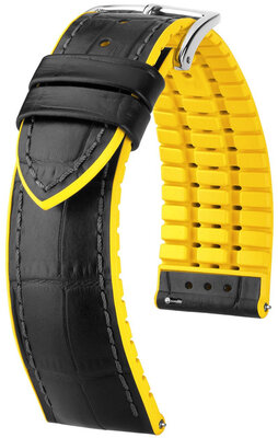 Schwarzes Armband Hirsch Andy L 0927228050-2 (Kalbsleder / Naturkautschuk)