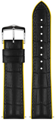 Leder-Uhrenarmband Hirsch Andy L 0927228050-2, schwarz, Kalbsleder/Naturkautschuk, Länge L, Quick Release