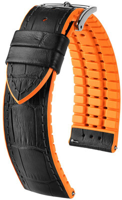 Schwarzes Armband Hirsch Andy L 0927628050-2 (Kalbsleder / Naturkautschuk)