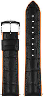 Leder-Uhrenarmband Hirsch Andy L 0927628050-2, schwarz, Kalbsleder/Naturkautschuk, Länge L, Quick Release