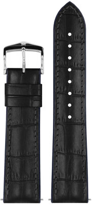 Leder-Uhrenarmband Hirsch Andy L 0928028050-2, schwarz, Kalbsleder/Naturkautschuk, Länge L, Quick Release