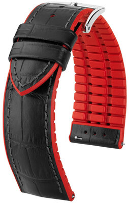 Schwarzes Armband Hirsch Andy L 0922028050-2 (Kalbsleder / Naturkautschuk)