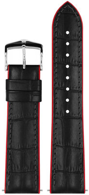 Leder-Uhrenarmband Hirsch Andy L 0922028050-2, schwarz, Kalbsleder/Naturkautschuk, Länge L, Quick Release