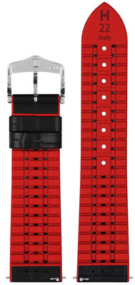 Leder-Uhrenarmband Hirsch Andy L 0922028050-2, schwarz, Kalbsleder/Naturkautschuk, Länge L, Quick Release