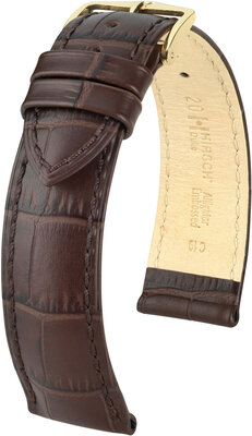 Leder-Uhrenarmband Hirsch Duke L 01028010OE-1, braun, Kalbsleder, open end (für feste Federstege), Länge L, Quick Release