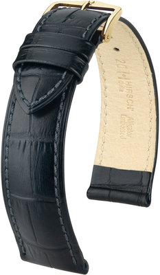 Leder-Uhrenarmband Hirsch Duke L 01028050OE-1, schwarz, Kalbsleder, open end (für feste Federstege), Länge L