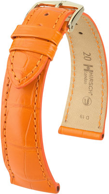 Orangefarbenes Lederband Hirsch London M 04307176-1 (Alligatorleder) Hirsch selection