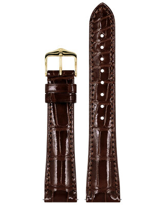 Leder-Uhrenarmband Hirsch London L 04307010-1, braun, Alligatorleder, Länge L, Quick Release