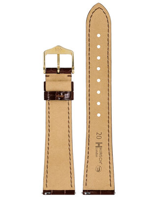 Leder-Uhrenarmband Hirsch London L 04307010-1, braun, Alligatorleder, Länge L, Quick Release