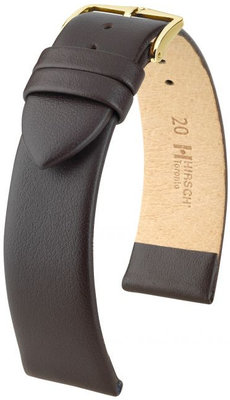 Leder-Uhrenarmband Hirsch Toronto M 03702110OE-1, braun, Kalbsleder, open end (für feste Federstege), Länge M