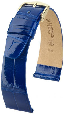Blaues Lederband Hirsch Prestige L 02207082-1 (Alligatorleder) Hirsch Selection
