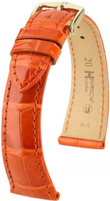 Orangefarbenes Lederband Hirsch London M 04207177-1 (Alligatorleder) Hirsch Selection