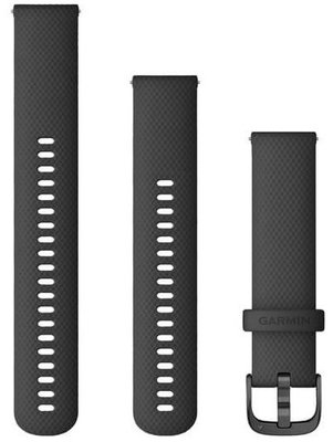 Silikon-Uhrenarmband Garmin 20mm (für Venu, Venu Sq, Venu 2 plus u. a.), schwarz V1, Quick Release, + Verlängerungsteil, 010-12932-11
