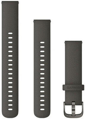 Silikon-Uhrenarmband Garmin 18mm (für Venu 2S, Vívoactive 4S, Vívomove 3S), grau V4, Quick Release, + Verlängerungsstück, 010-12932-0E