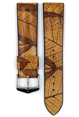 Kautschuk-Uhrenarmband Hirsch Leaf M 0921046110-2, braun, Naturkautschuk, Länge M, Quick Release