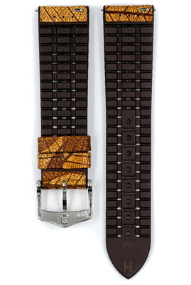 Kautschuk-Uhrenarmband Hirsch Leaf M 0921046110-2, braun, Naturkautschuk, Länge M, Quick Release