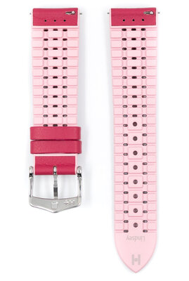 Kautschuk-Uhrenarmband Hirsch Lindsey M 0922202125-2, rosa, Naturkautschuk, Länge M, Quick Release