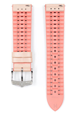 Kautschuk-Uhrenarmband Hirsch Lindsey M 0922302122-2, beige/rosa, Naturkautschuk, Länge M, Quick Release