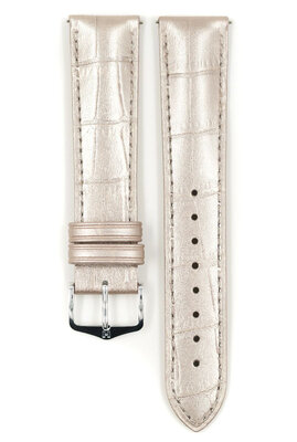 Leder-Uhrenarmband Hirsch Duke Metallic M 01027130-2, grau, Kalbsleder, Länge M, Quick Release