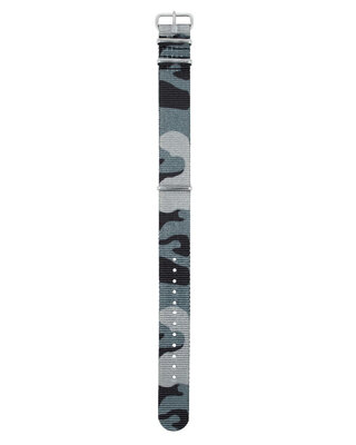 Nylon-Uhrenarmband Hirsch Rush L 40406038-2, tarnfarben/blau, tarnfarben, Länge L, Quick Release