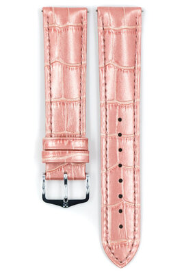 Leder-Uhrenarmband Hirsch Duke Metallic M 01027122-2, rosa, Kalbsleder, Länge M, Quick Release