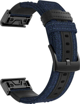 QuickFit Armband 26mm, Nylon, blau, schwarze Schnalle (Garmin Fenix 7X/6X/5X, Tactix, etc.)
