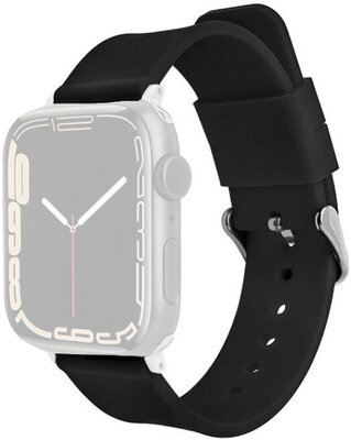Armband für Apple Watch, Silikon, schwarz, silberne Schließe (38/40/41mm Gehäuse)