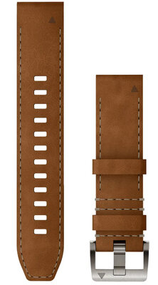 Garmin QuickFit Armband 22mm, Leder/FKM, braun, silberne Schnalle (Fenix 7/6/5, Epix 2, etc.)