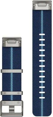 Nylon-Uhrenarmband Garmin 22mm (für Garmin Fenix 8/7/6 (47mm), Epix 2 u.a.), blau V2, QuickFit, 010-13225-10