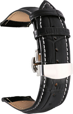 Leder-Uhrenarmband Ricardo Cortona, schwarz, Quick Release