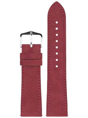 Leder-Uhrenarmband Hirsch Osiris Nubuk M 03433161-2, rot, Kalbsleder, Länge M, Quick Release