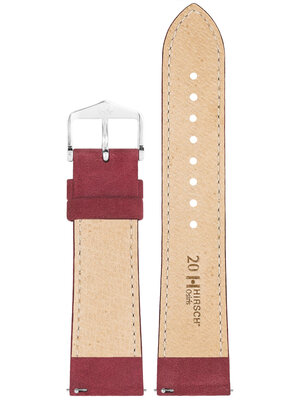 Leder-Uhrenarmband Hirsch Osiris Nubuk M 03433161-2, rot, Kalbsleder, Länge M, Quick Release