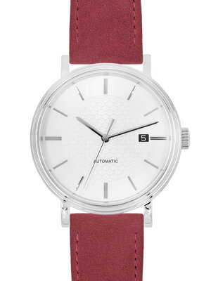 Leder-Uhrenarmband Hirsch Osiris Nubuk M 03433161-2, rot, Kalbsleder, Länge M, Quick Release