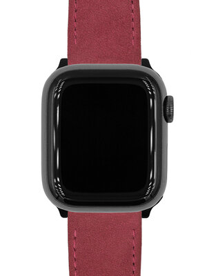 Leder-Uhrenarmband Hirsch Osiris Nubuk M 03433161-2, rot, Kalbsleder, Länge M, Quick Release