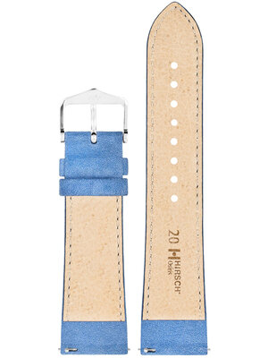Leder-Uhrenarmband Hirsch Osiris Nubuk M 03433183-2, blau, Kalbsleder, Länge M, Quick Release